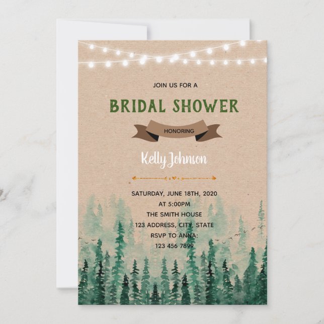 Forest bridal shower party theme invitation (Front)