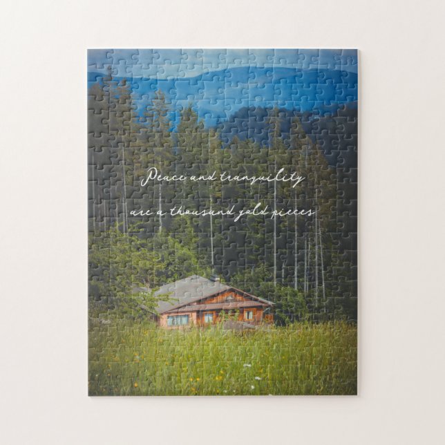 Forest cabin under the mountains  jigsaw puzzle (Vertical)