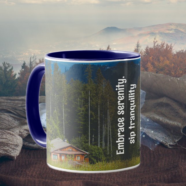 Forest cabin under the mountains  mug (Creator Uploaded)