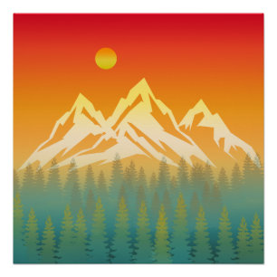Forest Calm Mountain Scenery Poster