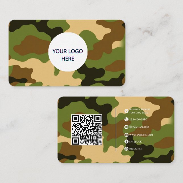 Forest Camo  – Fully Customisable & Bold Design Business Card (Front/Back)