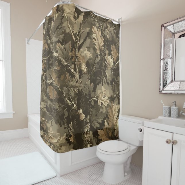 Forest Camo Pattern Shower Curtain (In Situ)