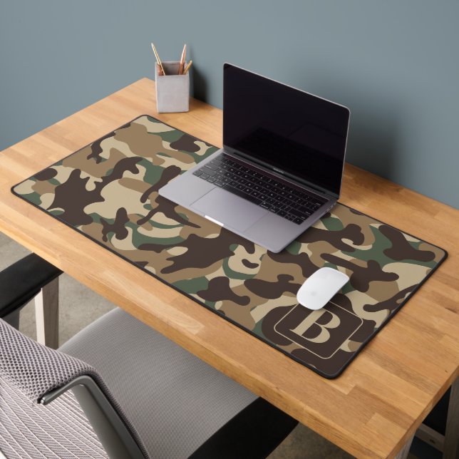 Forest Camo Personalised Monogram Camouflage Desk Mat (Office 2)