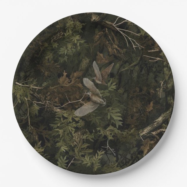 Forest Camo with Woodcock  Paper Plate (Front)