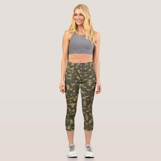 Forest Camouflage  Capri Leggings (Front)