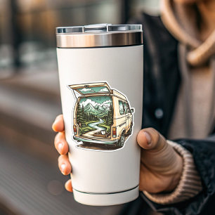 Forest Camper Van Vinyl Sticker   Camping Sticker