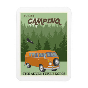 Forest Camping Camper Van Travel Poster Magnet