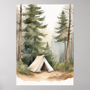 Forest Camping Tent Pine Tree Nature Design for Ou Poster