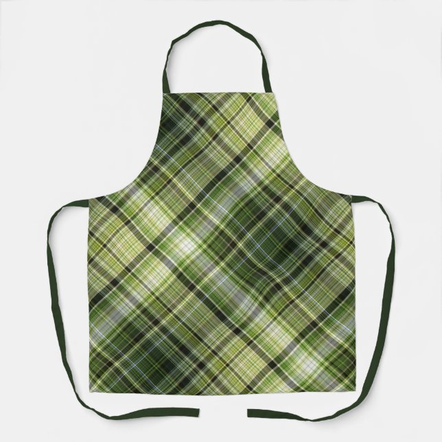 Forest Canopy Green and Cream Plaid Apron (Front)