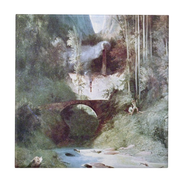 Forest Canyon (by Carl Blechen) Ceramic Tile (Front)