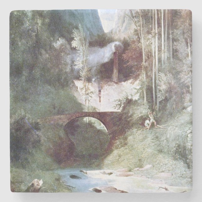 Forest Canyon (by Carl Blechen) Stone Coaster (Front)