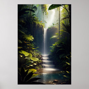 Forest Cascade, A Charming Waterfall Poster