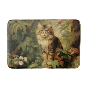Forest Cat in Lush Foliage Bath Mat