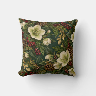 Forest Cedar Hellebore Winter Cushion