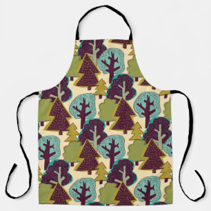 Forest Colour Doodle Trees Illustration Apron
