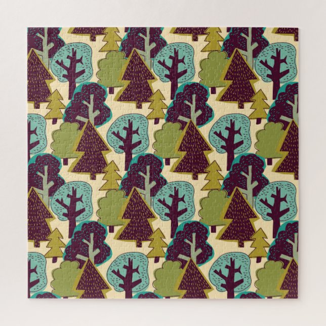 Forest Colour Doodle Trees Illustration Jigsaw Puzzle (Vertical)