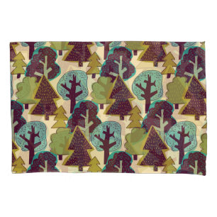 Forest Colour Doodle Trees Illustration Pillowcase