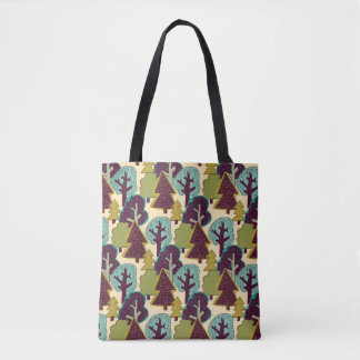 Forest Colour Doodle Trees Illustration Tote Bag
