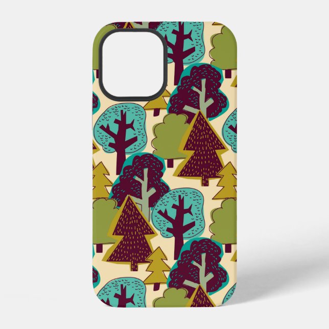 Forest colour seamless pattern. Wild nature landsc iPhone Case (Back)