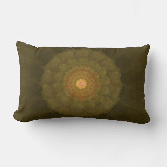 Forest Core – Textured Organic Fractal Art Lumbar Cushion (Front)