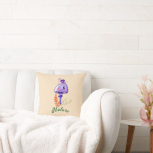forest cottagecore cute mushroom and snail cushion