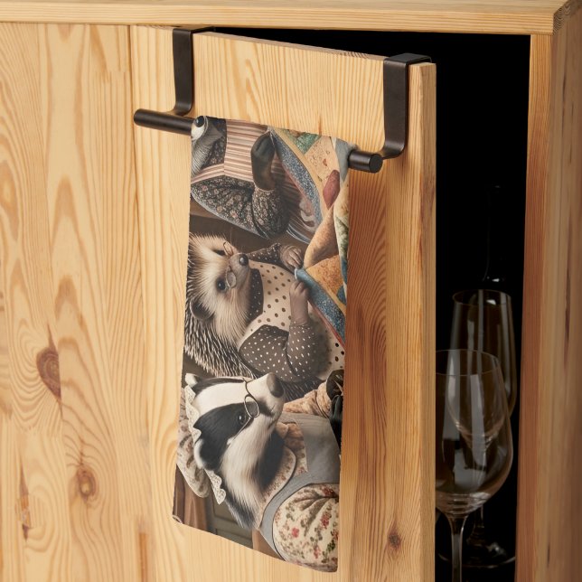 Forest Creatures Quilting Bee Tea Towel (Thirds Fold)