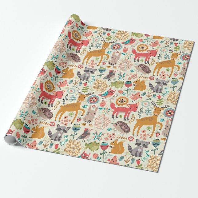 Forest Creatures Wrapping Paper - Matte (Unrolled)