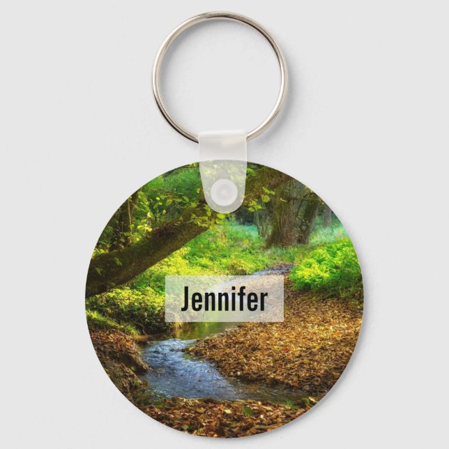 Forest Creek Beautiful Nature Landscape Photo Key Ring (Front)