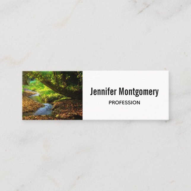 Forest Creek Beautiful Nature Landscape Photo Mini Business Card (Front)