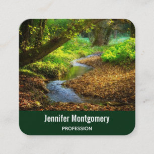 Forest Creek Beautiful Nature Landscape Photo Square Business Card