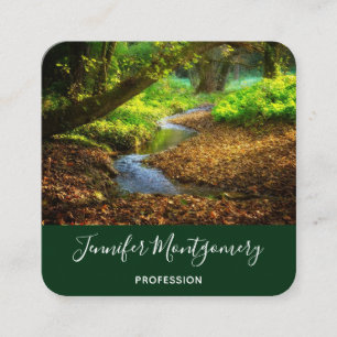 Forest Creek Beautiful Nature Landscape Photo Square Business Card
