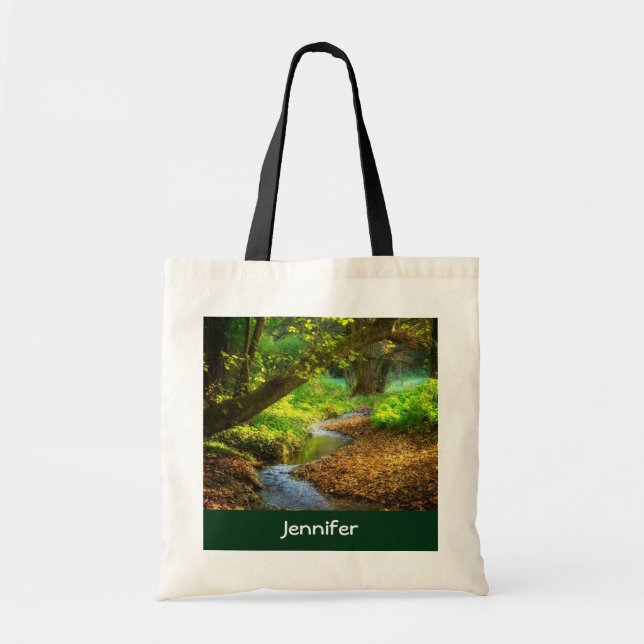 Forest Creek Beautiful Nature Landscape Photo Tote Bag (Front)