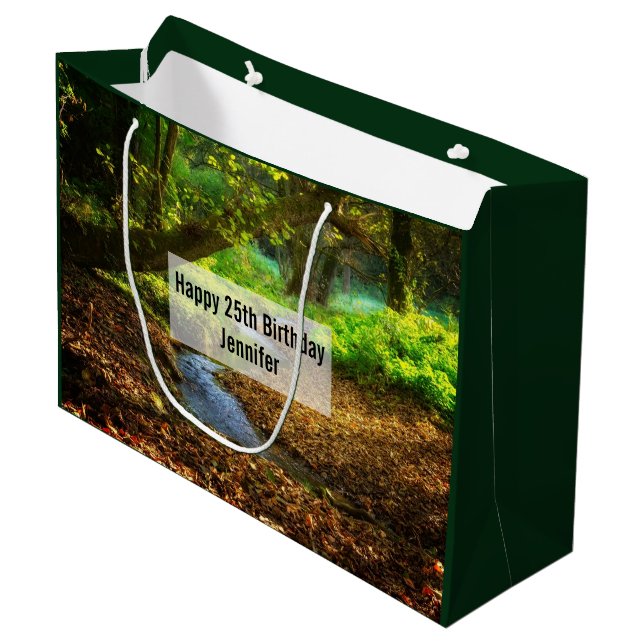 Forest Creek Beautiful Nature Photo Birthday Large Gift Bag (Front Angled)