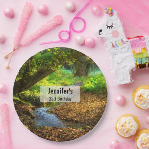 Forest Creek Beautiful Nature Photo Birthday Paper Plate