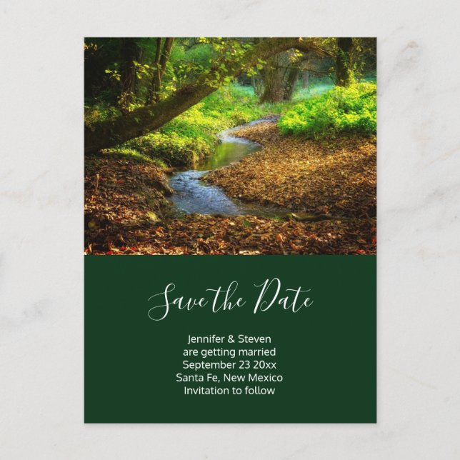 Forest Creek Beautiful Nature Photo Save the Date Invitation Postcard (Front)