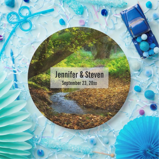 Forest Creek Beautiful Nature Photo Wedding Paper Plate (Party)