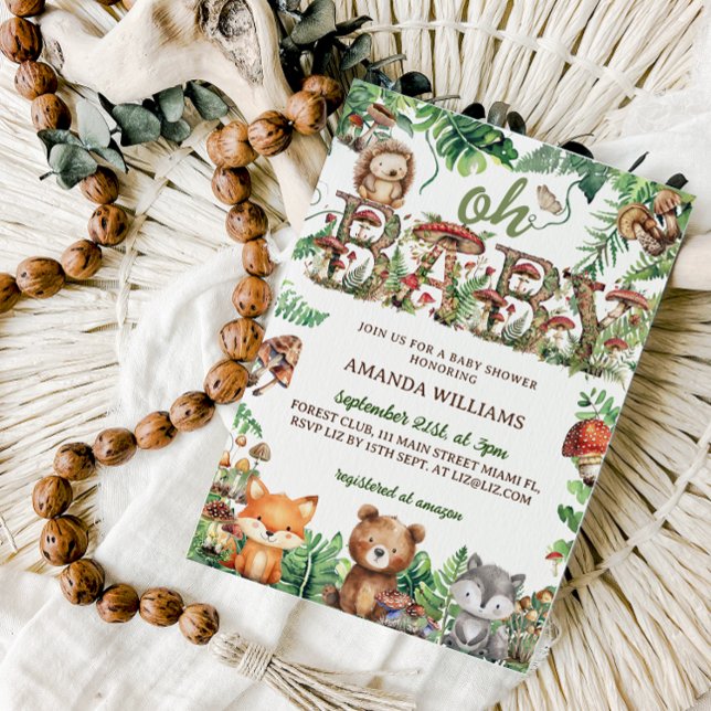 Forest Cute Animals Greenery Oh Baby shower Invitation (Creator Uploaded)