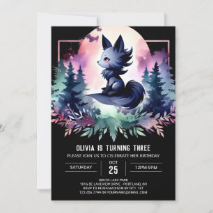 Forest Cute Wolf Birthday Invitation