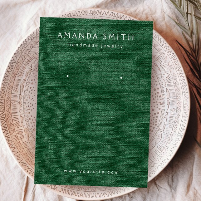Forest dark green linen look earring display card (Forest dark green linen look earring display card)