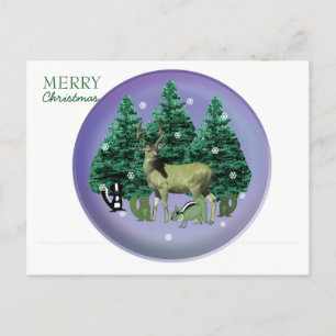 Forest Deer and Animal Friends Holiday Postcard