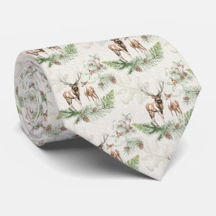 Forest Deer and Pine Branch Tie