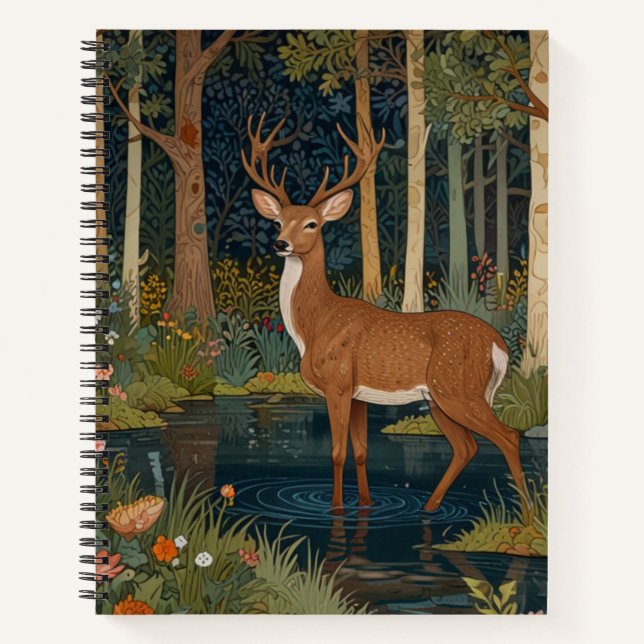 Forest deer boho woodland forest greenery  notebook (Front)