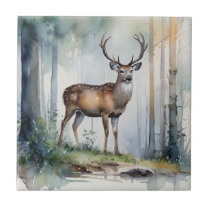 Forest Deer Ceramic Tile