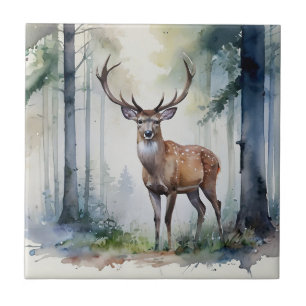 Forest Deer Ceramic Tile