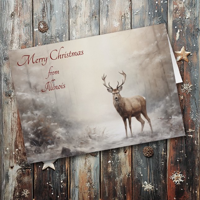 Forest Deer Christmas in Illinois Card (Creator Uploaded)