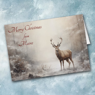 Forest Deer Christmas in Maine Card