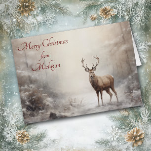 Forest Deer Christmas in Michigan Card