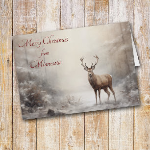Forest Deer Christmas in Minnesota Card