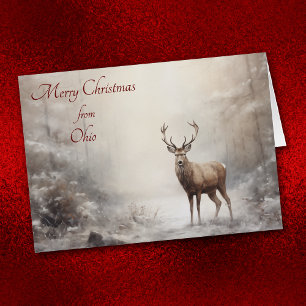 Forest Deer Christmas in Ohio Card