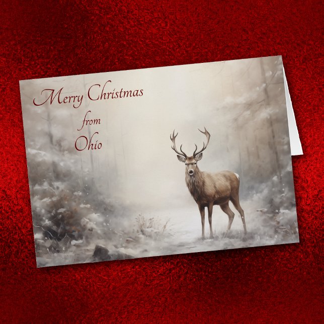 Forest Deer Christmas in Ohio Card (Creator Uploaded)